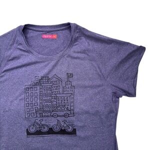 Terry Women's Cycling T-Shirt XL Purple Heather Bike Graphic Athletic Top